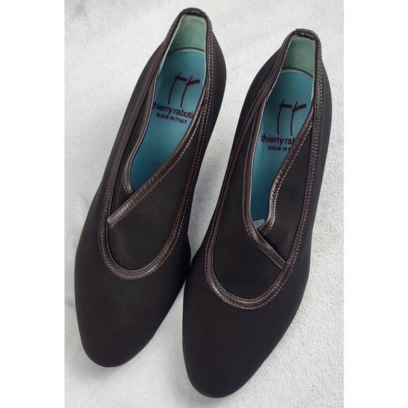 Thierry Robotin Oxford Fabric Stretch Italian Leather Slip On Pumps | EU 35 US 5 - Picture 2 of 8
